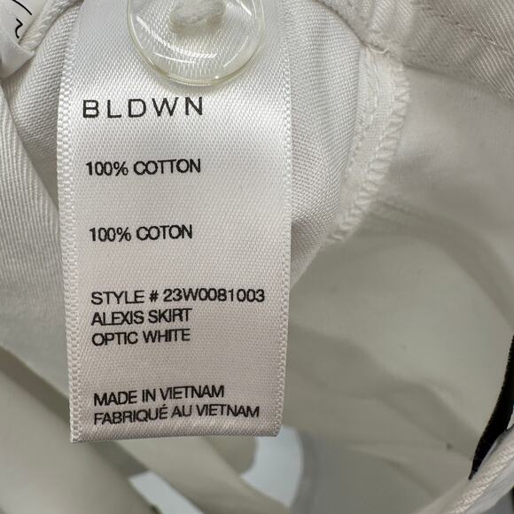 BLDWN NWT White Button Front Mini Alexis Skirt in Optic White // 2 - Picture 8 of 10